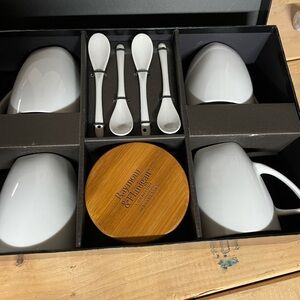 Raymour and Flanagan  White Tea / Coffee Set with Spoons